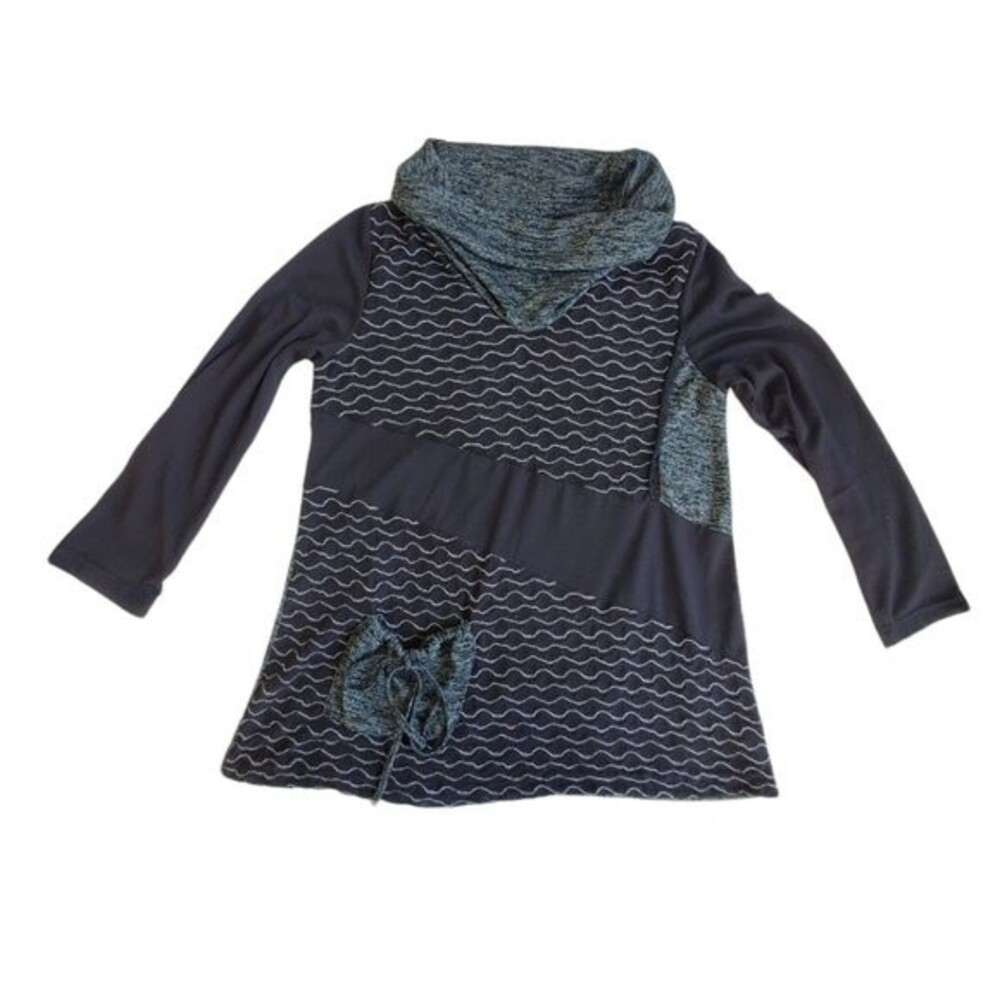 Mirror Image black and gray long sleeve cowl neck top sz L